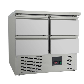 Preview: Kühltisch Mini / 2-fach - mit 4 Schubladen, 900x700x850 mm